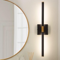 Faziyo Black Gold Vanity Light Fixtures For Bathroom Over Mirror 24 Inch Led Bath Sconces 4000K Morden Picture Lights For Paintings (Horizontal & Vertical)