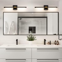 Faziyo Black Gold Vanity Light Fixtures For Bathroom Over Mirror 24 Inch Led Bath Sconces 4000K Morden Picture Lights For Paintings (Horizontal & Vertical)