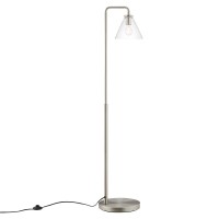 The Element Glass Floor Lamp accentuates your home dcor in the living room bedroom or study room with a distinctive midcentury modern aesthetic Solidly constructed with a bentpipe arm and a round iron base this living room floor lamp beams with industrial