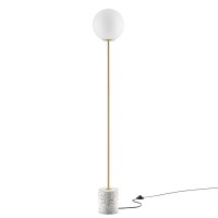 Modway Logic 1-Light Modern Glass/Terrazzo Floor Lamp In White/Brass