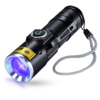 Darkdawn Uv 365Nm Black Light Flashlights Usb Rechargeable, Wood'S Lamp Ultraviolet Led Portable Mini, Blacklight For Cat Urine Detection Dry Stains, Uranium Glass, Leak Detection, D15 365 Nm