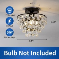 Modern Small Crystal Ceiling Light Fixture Matt Black Semi Flush Mount Ceiling Light Fixture Mini Crystal Chandeliers For Hall