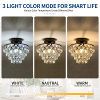 Modern Small Crystal Ceiling Light Fixture Matt Black Semi Flush Mount Ceiling Light Fixture Mini Crystal Chandeliers For Hall