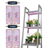 Dommia Plant Light For Indoor Plants, 40W (2 X 20W) Dimmable Ultra-Thin Grow Light Panels, 3 Spectrum Modes Led Grow Lights Strip, Timer Plant Lights Under Cabinet, Plant Grow Lamp For Plant Rack