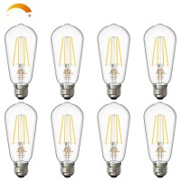 Volxon Dimmable Vintage Led Edison Bulbs, 60W Equivalent, Warm White 2700K, 800Lm, E26 Base, Etl Listed St58 Filament Bulb, Antique Led Light Bulbs For Outdoor And Indoor Clear Glass, 8 Pack