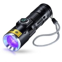 Darkdawn Uv 395Nm Light Flashlights Usb Rechargeable Ultraviolet Led Blacklight Mini Wood?S Lamp Portable Blacklight For Cat Urine Detection Dry Stains, Uranium Glass, Leak Detection, D15 395 Nm