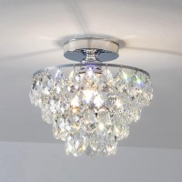 Mini Crystal Chandelier Ceiling Light Small Modern Chrome Crystal Flush Mount Ceiling Light E26 Base Farmhouse Ceiling Lightin