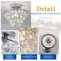 Mini Crystal Chandelier Ceiling Light Small Modern Chrome Crystal Flush Mount Ceiling Light E26 Base Farmhouse Ceiling Lightin