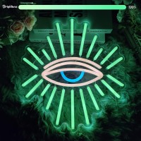 Abooly Evil Eyes Neon Signs For Wall Decor Dimming Led Green Goth Eyes Neon Signs Usb Neon Wall Signs For Game Room Bedroom Man