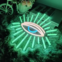 Abooly Evil Eyes Neon Signs For Wall Decor Dimming Led Green Goth Eyes Neon Signs Usb Neon Wall Signs For Game Room Bedroom Man