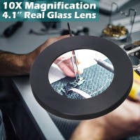 Kuvrs 10X Magnifying Glass With Light And Stand Flexible Magnetic Helping Hands Large Base Clamp Magnifying Lamp 3 Color Ad