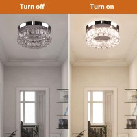 Ypqxyhda Dimmable Modern Crystal Chandeliers Led Ceiling Light With Remote Flush Mount Small Chandelier For Hallway Foyer Kitche