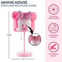 Idea Nuova Disney Minnie Mouse Plush Shade Table Lamp, Pink