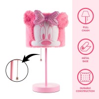 Idea Nuova Disney Minnie Mouse Plush Shade Table Lamp, Pink