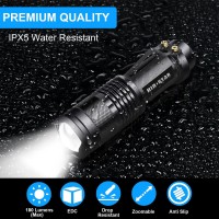 Hinsgear 4 Pack Small Mini Flashlight Led Single Mode Light 1 Mode Flashlight Aluminum Zoomable Focus Water Resistant Handheld F