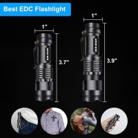 Hinsgear 4 Pack Small Mini Flashlight Led Single Mode Light 1 Mode Flashlight Aluminum Zoomable Focus Water Resistant Handheld F