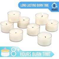 Stonebriar Bulk 48 Count Unscented Smokeless Long Burning Clear Cup Tea Light Candles With 8 Hour Extended Burn Time Pack Of