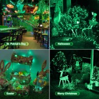 Woohaha 2 Pack 100 Led Solar Green String Lights33Ft Solar Halloween Lights Outdoor8 Modes Waterproof Green Solar Fairy Lights