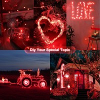 Woohaha 2 Pack 100 Led Solar Red String Lights33Ft Solar Halloween Lights Outdoor8 Modes Waterproof Red Solar Fairy Lights For