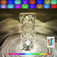 16 Color Crystal Lamp Led Night Light, Crystal Rose Diamond Table Lamp Touch Control, Usb Rechargeable Bedside Lamps Romantic Lighting For For Kids Bedroom,College Dorm,Party Dinner Christmas Decor(L)