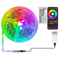 Ruishine Led Strip Lights Battery Powered, 32Ft Usb Led Light Strip With Music Sync App Control Remote, Rgb Color Changing Battery Operated Led Lights For Bedroom, Tv, Home And Diy Decoration