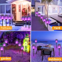 Faishilan 8 Pack Purple Solar Lights Outdoor Waterperoof, Solar Torches Lights Flickering Flame For Garden Decor,Mini Solar Landscape Lights Outdoor For Pathway,Porch,Yard Solar Halloween Lights