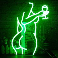 Faxfsign Lady Back Neon Sign Green Led Sexy Lady Neon Lights For Wall Decor Woman Light Up Signs For Bedroom Man Cave Bar Store Hotel Home Party Gifts