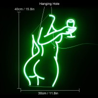 Faxfsign Lady Back Neon Sign Green Led Sexy Lady Neon Lights For Wall Decor Woman Light Up Signs For Bedroom Man Cave Bar Store Hotel Home Party Gifts