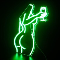 Faxfsign Lady Back Neon Sign Green Led Sexy Lady Neon Lights For Wall Decor Woman Light Up Signs For Bedroom Man Cave Bar Store Hotel Home Party Gifts