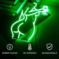 Faxfsign Lady Back Neon Sign Green Led Sexy Lady Neon Lights For Wall Decor Woman Light Up Signs For Bedroom Man Cave Bar Store Hotel Home Party Gifts