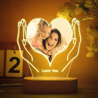 Veelu Personalized Gifts Heart Led Night Light With Picture, Customized Mothers Day Gifts From Daughter Son Husband, Mom Gifts For Mothers Day Fathers Day Birthday