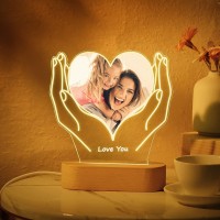 Veelu Personalized Gifts Heart Led Night Light With Picture, Customized Mothers Day Gifts From Daughter Son Husband, Mom Gifts For Mothers Day Fathers Day Birthday