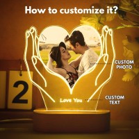 Veelu Personalized Gifts Heart Led Night Light With Picture, Customized Mothers Day Gifts From Daughter Son Husband, Mom Gifts For Mothers Day Fathers Day Birthday