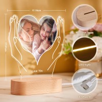 Veelu Personalized Gifts Heart Led Night Light With Picture, Customized Mothers Day Gifts From Daughter Son Husband, Mom Gifts For Mothers Day Fathers Day Birthday