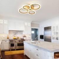 Teminbu Modern Led Ceiling Light Gold 4 Rings Flush Mount Ceiling Light 4000K Lighting Fixture Ceiling Lamp For Kitchen Bedro