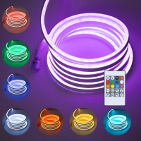 Afirst Rgb Led Neon Rope Lights - 16.5Ft Neon Strip Lights With Remote Control Multi-Modes Flexible Waterproof Neon Lights For Indoors Outdoors Holiday Decoration