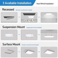 Aikvsxer 40W 2X2 Led Flat Panel Light 4 Pack 4400Lm Color Switchable 3000K4000K5000K Dimmable Recessed Led Drop Ceiling Lig