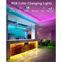 Alitove Led Strip Lights Rgb Neon Lights 16.4Ft 5M Music Sync Color Changing Rope Light Bt App Remote Control Waterproof For Bedroom Wall Decor Bar Game Living Room Diy Neon Signs With Diy Accessories