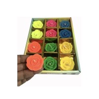 12 Pcs Multi Colour Flower Shape Floating Wax Tealight Smokeless Candles For Home Dcor Diwali Decoration With Diwali Gift