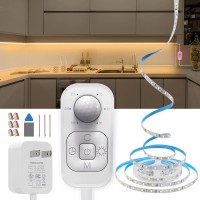 Motion Sensor Led Light Strip - With Ul Fcc Plug Adapter, Multi-Functional Controller, Dimmer, Timer, Under Cabinet Lights For Indoor Kitchen Stair Showcase Bedroom Corridor Counter 16.4Ft Warm White.