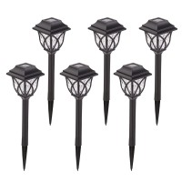 Laurel Canyon Solar Pathway Lights, 6 Pack Outdoor Solar Landscape Decorative Lights, Automatic Walkway Lights With Led Light Bulbs For Garden, Path, Yard, Lawn, Oval, Black