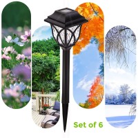 Laurel Canyon Solar Pathway Lights, 6 Pack Outdoor Solar Landscape Decorative Lights, Automatic Walkway Lights With Led Light Bulbs For Garden, Path, Yard, Lawn, Oval, Black