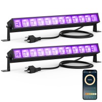 Atfoyer 2Pcs 40W Black Light Bar, App Control Led Black Light Bar, Dimmable Blacklight, Dance With Music & Timing Black Light, Each Light Up 484Sq.Ft Area, Black Lights For Glow Party, Halloween