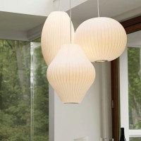 Mid-Century Chandeliers Italian Simplicity Style Silkworm Pendant Light Post-Modern Single Head Lantern Flat Shape Silkworm Ceiling Lamp Fixture Hollow Hanging Luminaire ( Color : D , Size : Dia-30Cm