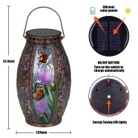 Solar Lanterns Outdoor Hanging Light Solar Powered Led Butterfly Glass Lights Decorative Waterproof Tabletop Lampwith Hollowed