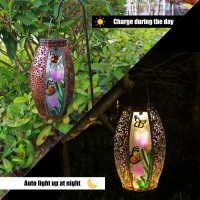 Solar Lanterns Outdoor Hanging Light Solar Powered Led Butterfly Glass Lights Decorative Waterproof Tabletop Lampwith Hollowed