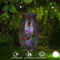 Solar Lanterns Outdoor Hanging Light Solar Powered Led Butterfly Glass Lights Decorative Waterproof Tabletop Lampwith Hollowed