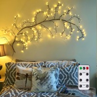 Goeswell Enchanted Willow Vine Lights With Remote, Christmas Decorations Flexible Diy Vines With Lights, 144 Leds 7.5Ft Willow Lights For Bedroom Walls Living Room (Brown + Remote Control)