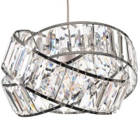 Modern Chrome Light Shade With Clear Acrylic Crystals 19Cm X 29Cm, Lampshades For Ceiling Lights, Interwoven Rings Pendant Light Shade, Lamp Shades For Bedroom, Living Room, Kitchen, Hallway [Energy Class A++]