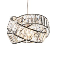 Modern Chrome Light Shade With Clear Acrylic Crystals 19Cm X 29Cm, Lampshades For Ceiling Lights, Interwoven Rings Pendant Light Shade, Lamp Shades For Bedroom, Living Room, Kitchen, Hallway [Energy Class A++]